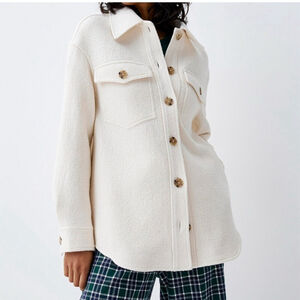 New w Tag Simons Twik Neutral Cream Shirt Jacket Long Sleeve XL Shacket Office